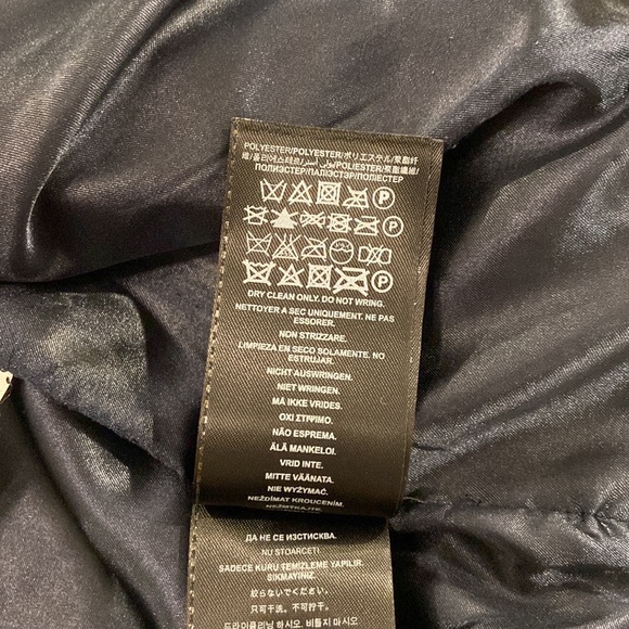 GUESS Navy & Black Wool Trench Coat with faux Leather & Zipper Detail - Picture 6 of 10